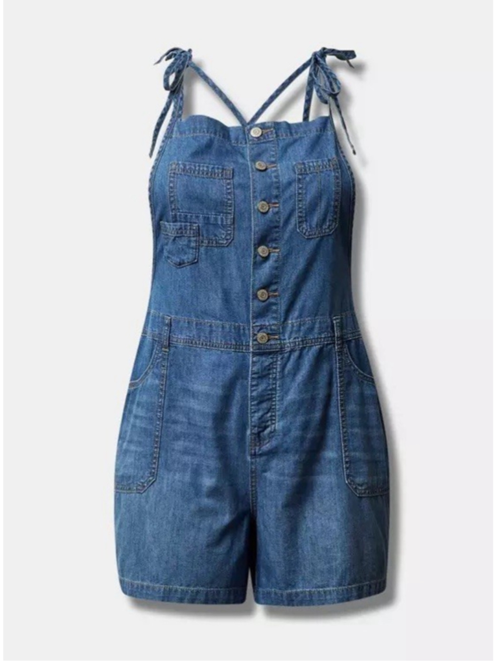 Torrid 5 Inch Lightweight Denim Shortall Overalls Plus Size 24 NWT Summer - Picture 2 of 8
